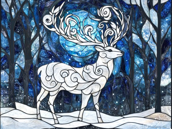 Winter Stag in Stained Glass For Cheap - Image 2