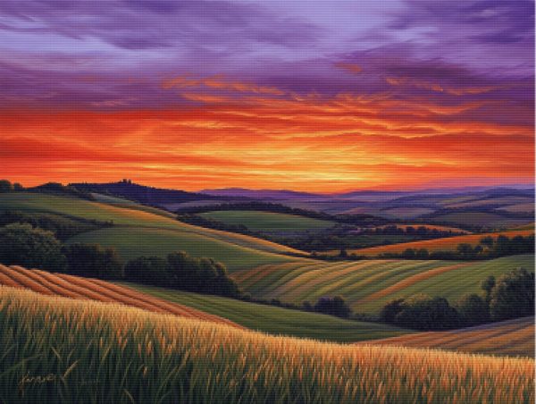 Sunset Over Changing Fields Rolling Hills Cheap - Image 5