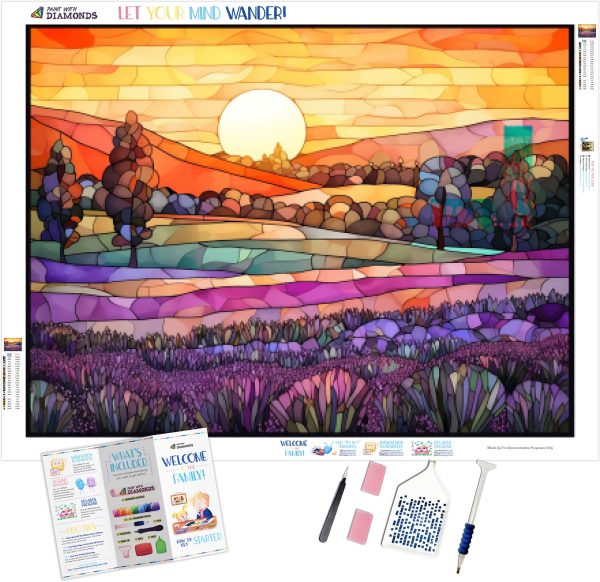 Field of Lavender at Sunset For Sale