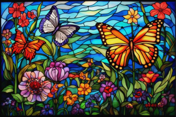 Whimsical Garden Stained Glass For Discount - Image 5