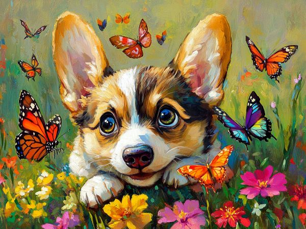 Curious Corgi with Butterflies For Discount - Image 2