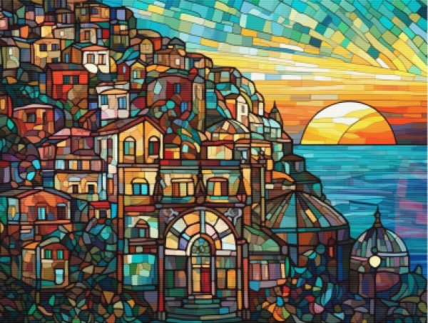 Charming Mediterranean Village Stained Glass For Discount - Image 5