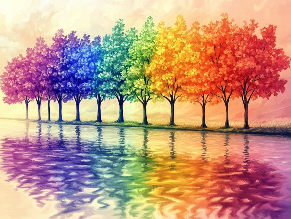 Row Of Rainbow Trees Online - Image 2