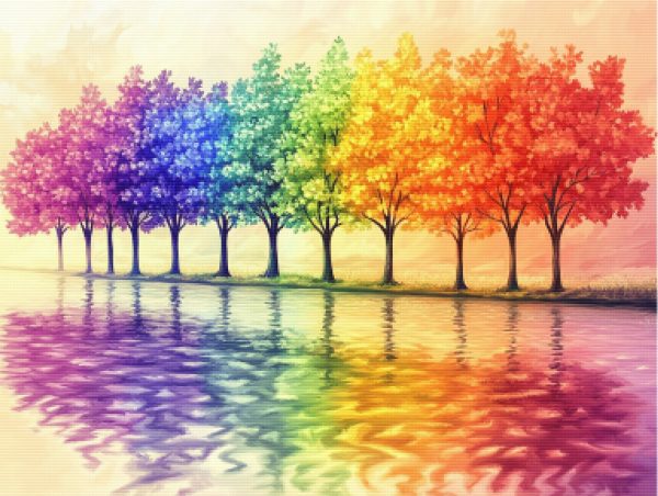 Row Of Rainbow Trees Online - Image 5