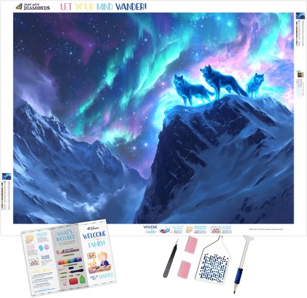 Fantasy Wolves Under the Northern Lights Discount