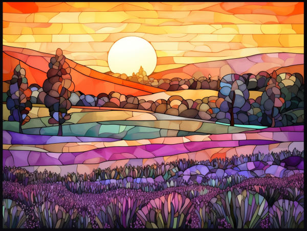 Field of Lavender at Sunset For Sale - Image 2