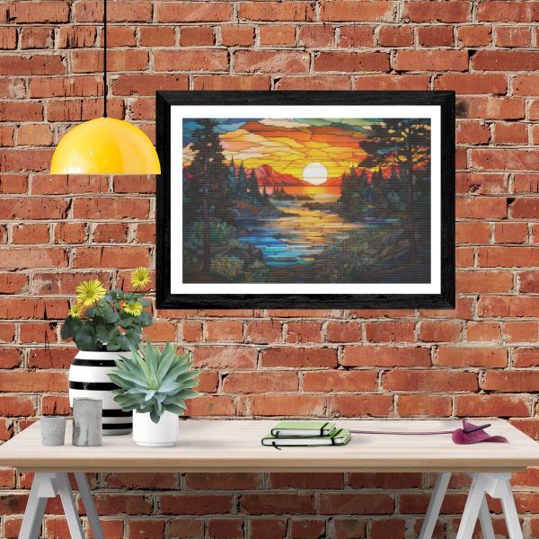 Sunset Lake Scene Stained Glass Discount - Image 4