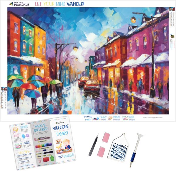 Snowy Cityscape Colorful Buildings For Cheap