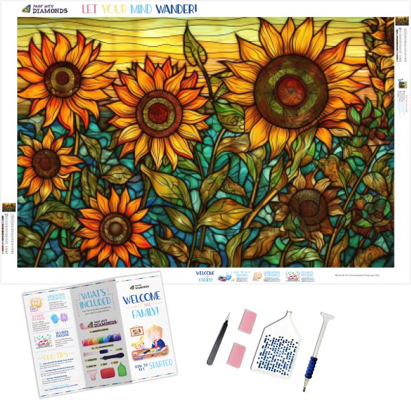 Vibrant Sunflower Field Stained Glass Online Sale
