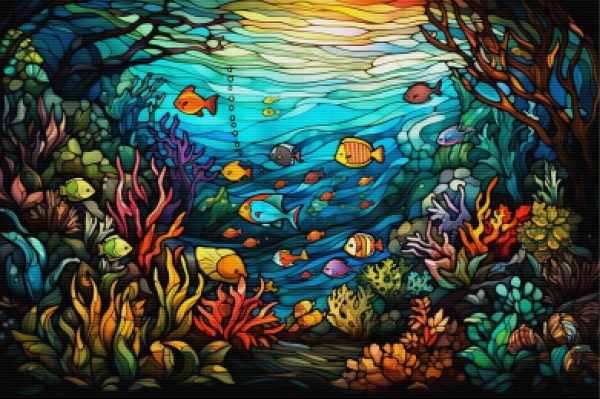 Stained Glass Ocean For Sale - Image 5
