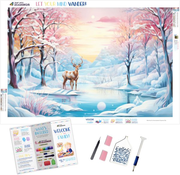Frolicking Deer Icy Landscape Online Sale