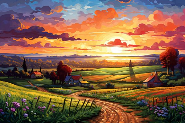 Colorful Countryside Sun Rises on Sale - Image 2