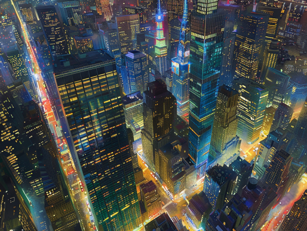 Manhattan Skyline at Night on Sale - Image 2