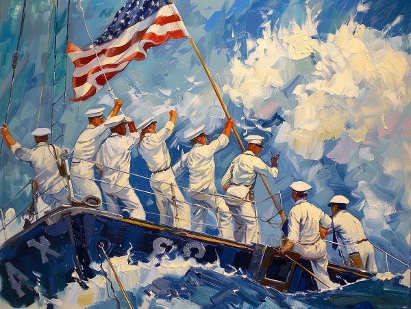 Sailors Raising Flag on Ship on Sale - Image 2