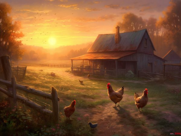 Country Sunrise Rural Landscape Online Sale - Image 2