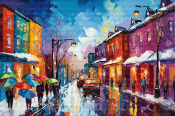 Snowy Cityscape Colorful Buildings For Cheap - Image 5