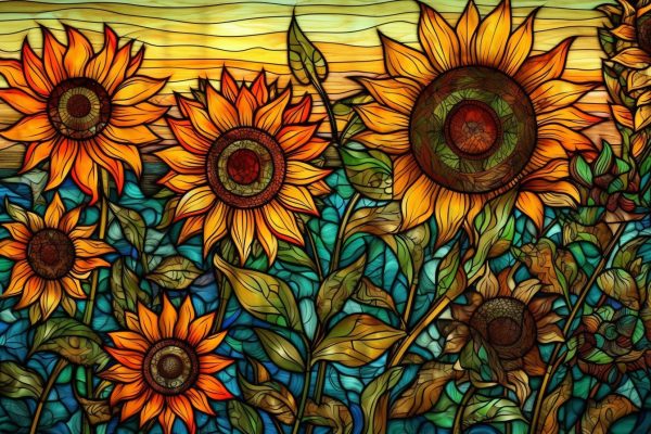 Vibrant Sunflower Field Stained Glass Online Sale - Image 2