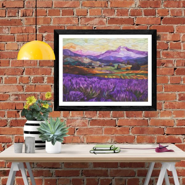 Lavender Fields with a Mountain Backdrop Stained Glass Cheap - Image 4