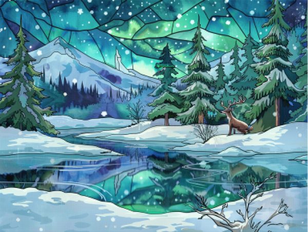 Frozen Lake Reflecting The Aurora Borealis Online now - Image 5