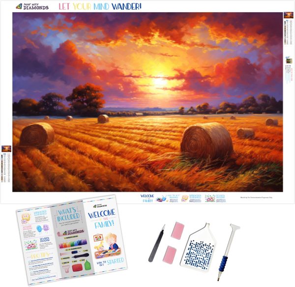 Fall Sunset Field Of Haystacks For Sale