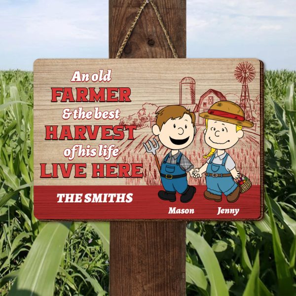 Personalized Gifts For Farmer Couple Wood Sign, Walking Hand In Hand On The Farm 01QHMH130125HG Hot on Sale - Image 2
