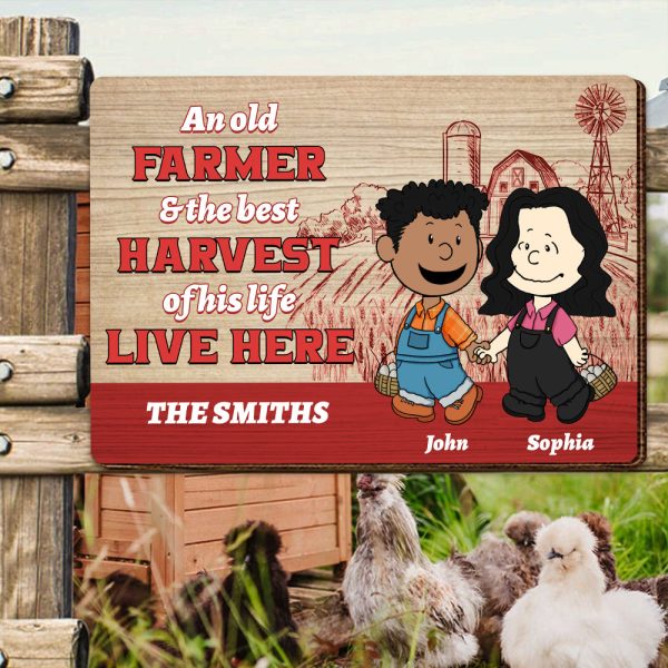 Personalized Gifts For Farmer Couple Wood Sign, Walking Hand In Hand On The Farm 01QHMH130125HG Hot on Sale - Image 3