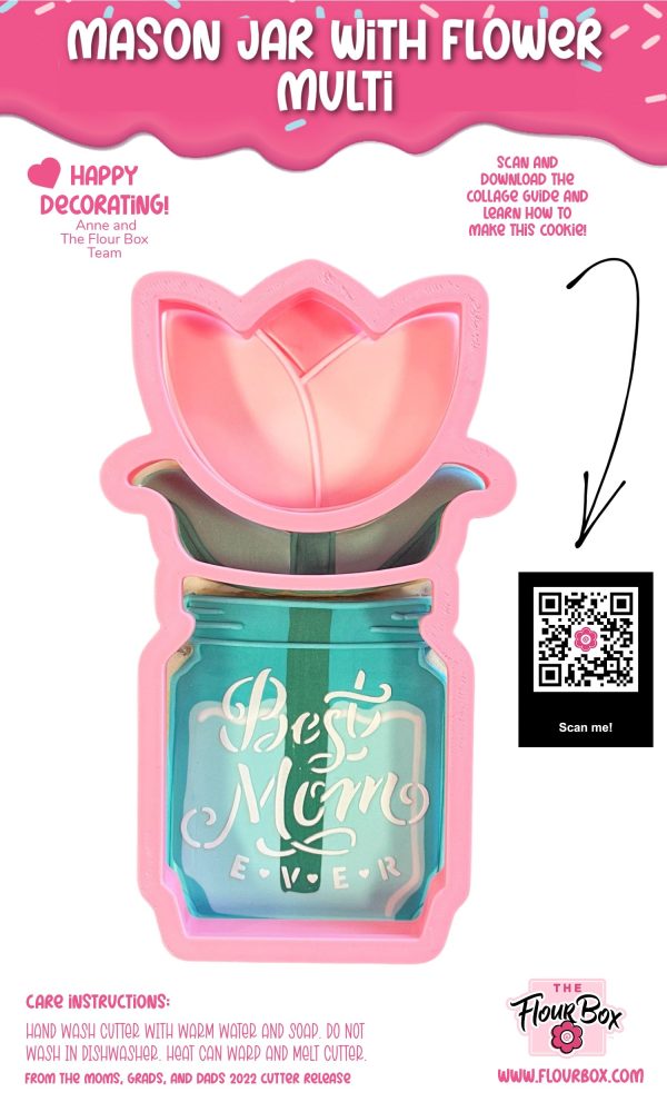 Mason Jar with Flower 3-in-1 Multi-Cookie Cutter Online now - Image 2
