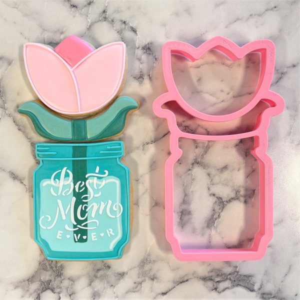 Mason Jar with Flower 3-in-1 Multi-Cookie Cutter Online now - Image 3